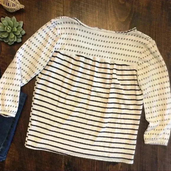 Loveappelle | Dark Navy & Cream Striped Blouse - Picture 4 of 4